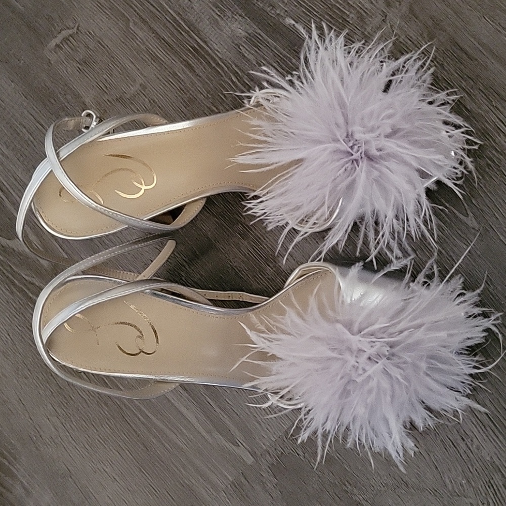 Women's Sam Edelman heels with ankle strap sixe 8.5 grey/silver